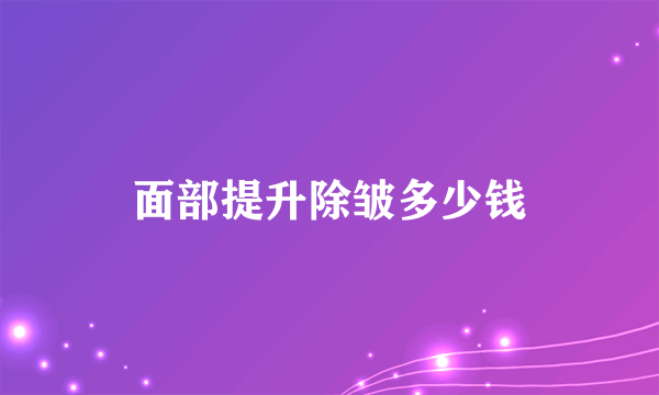 面部提升除皱多少钱