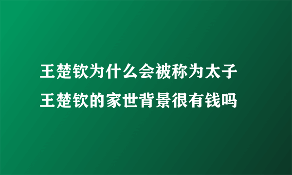 王楚钦为什么会被称为太子 王楚钦的家世背景很有钱吗