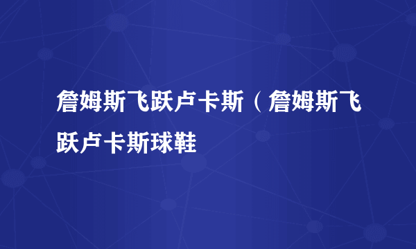 詹姆斯飞跃卢卡斯（詹姆斯飞跃卢卡斯球鞋