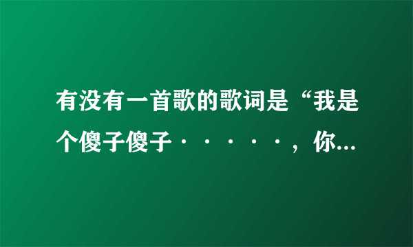 有没有一首歌的歌词是“我是个傻子傻子·····，你是个疯子疯子····”？