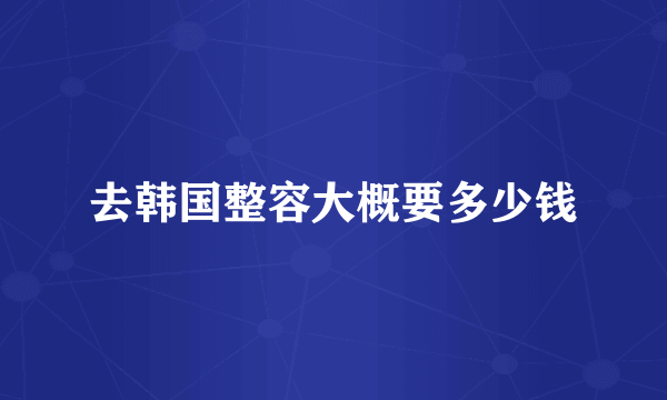 去韩国整容大概要多少钱
