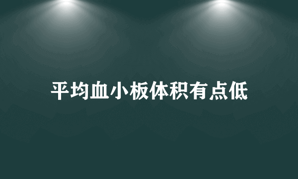 平均血小板体积有点低