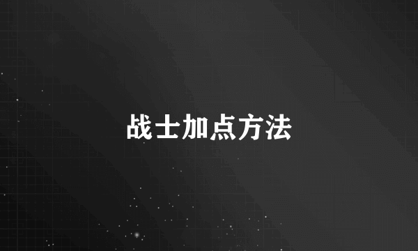 战士加点方法
