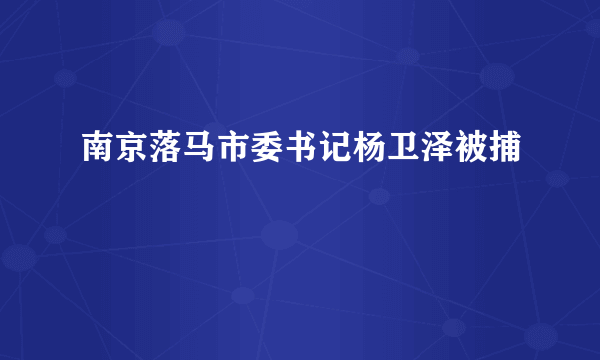 南京落马市委书记杨卫泽被捕