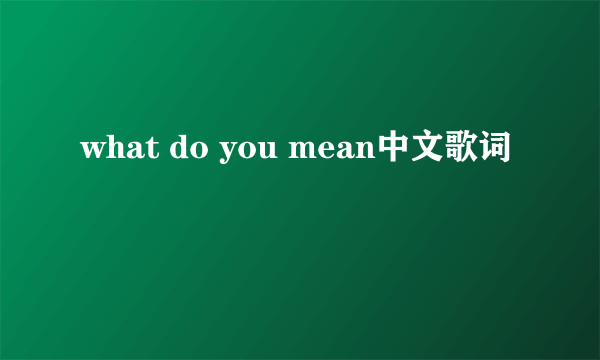 what do you mean中文歌词