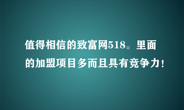 值得相信的致富网518。里面的加盟项目多而且具有竞争力！
