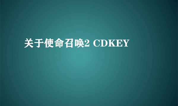 关于使命召唤2 CDKEY
