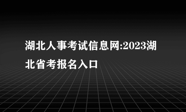 湖北人事考试信息网:2023湖北省考报名入口
