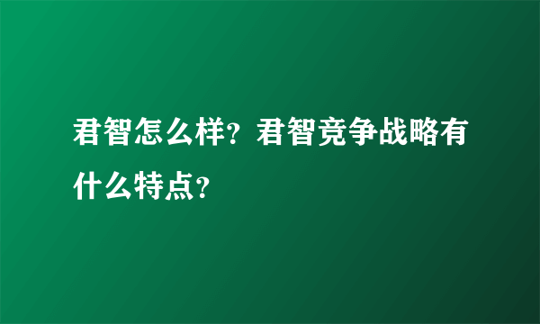 君智怎么样？君智竞争战略有什么特点？