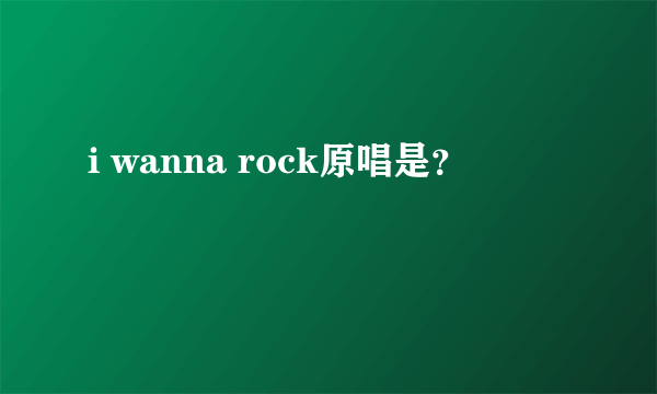 i wanna rock原唱是？