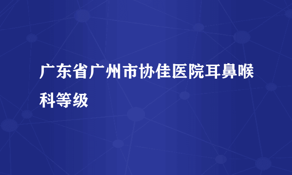 广东省广州市协佳医院耳鼻喉科等级