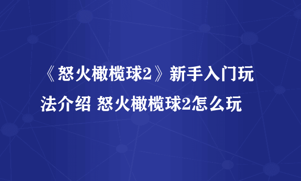 《怒火橄榄球2》新手入门玩法介绍 怒火橄榄球2怎么玩