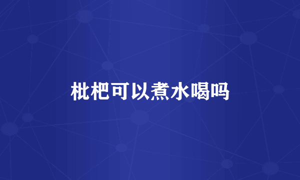 枇杷可以煮水喝吗