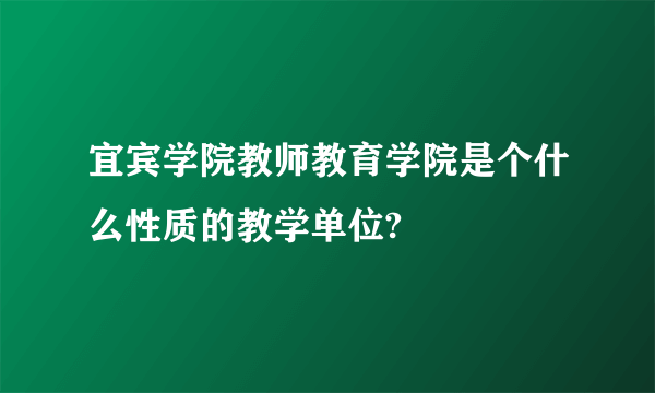 宜宾学院教师教育学院是个什么性质的教学单位?
