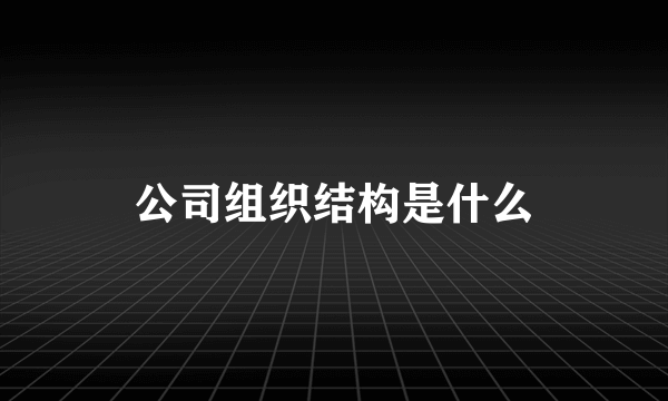 公司组织结构是什么