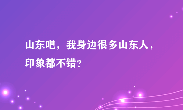 山东吧，我身边很多山东人，印象都不错？