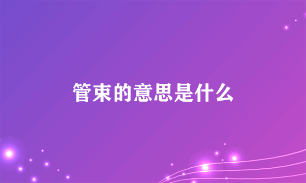 管束的意思是什么