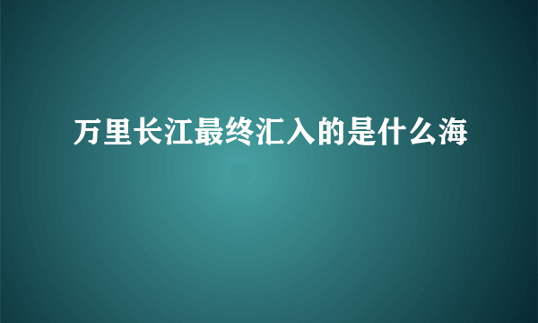 万里长江最终汇入的是什么海
