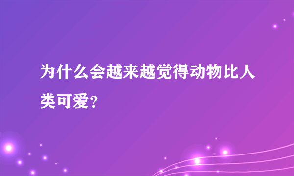 为什么会越来越觉得动物比人类可爱？