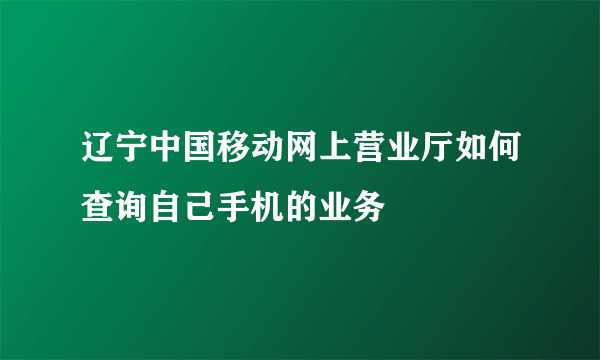 辽宁中国移动网上营业厅如何查询自己手机的业务
