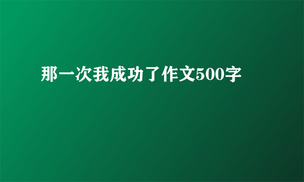 那一次我成功了作文500字