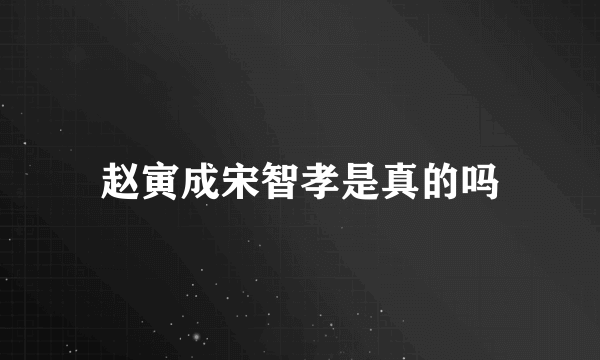赵寅成宋智孝是真的吗