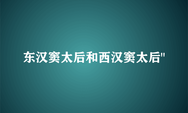 东汉窦太后和西汉窦太后