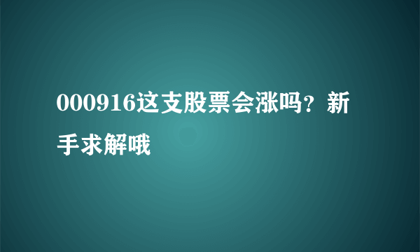 000916这支股票会涨吗？新手求解哦