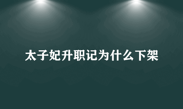 太子妃升职记为什么下架