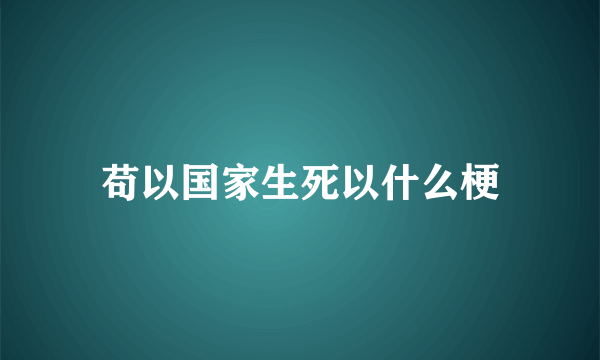 苟以国家生死以什么梗