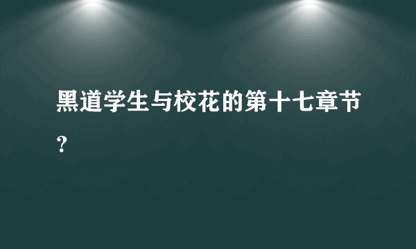 黑道学生与校花的第十七章节？