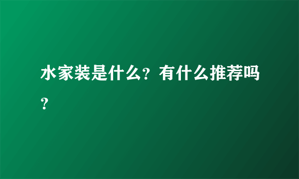 水家装是什么？有什么推荐吗？