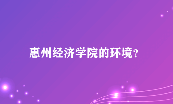 惠州经济学院的环境？