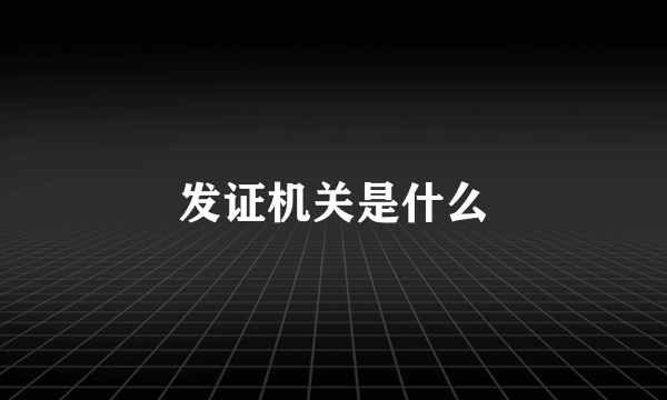 发证机关是什么