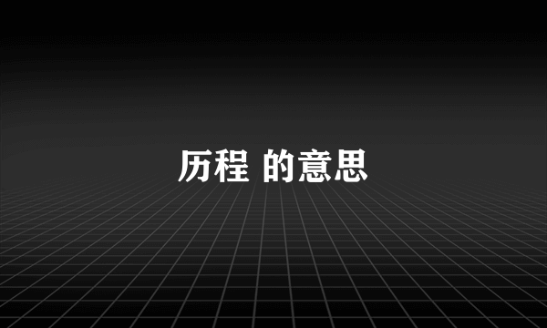 历程 的意思