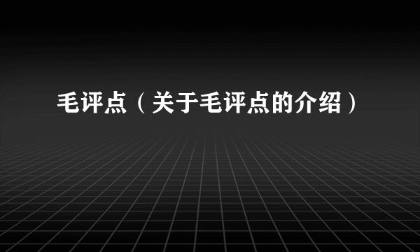 毛评点（关于毛评点的介绍）