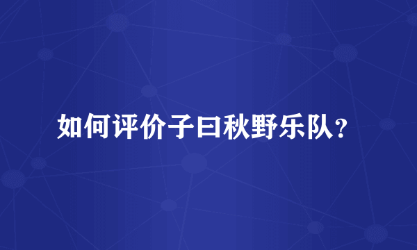 如何评价子曰秋野乐队？