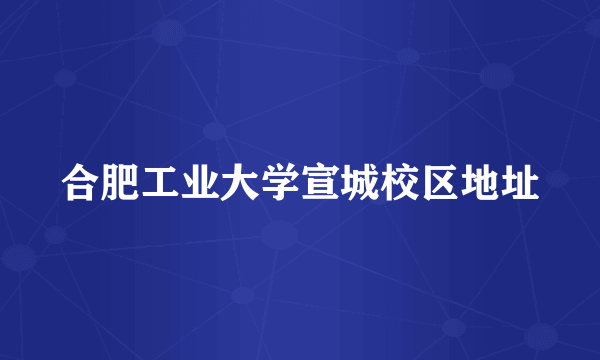 合肥工业大学宣城校区地址