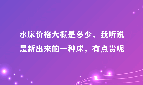 水床价格大概是多少，我听说是新出来的一种床，有点贵呢