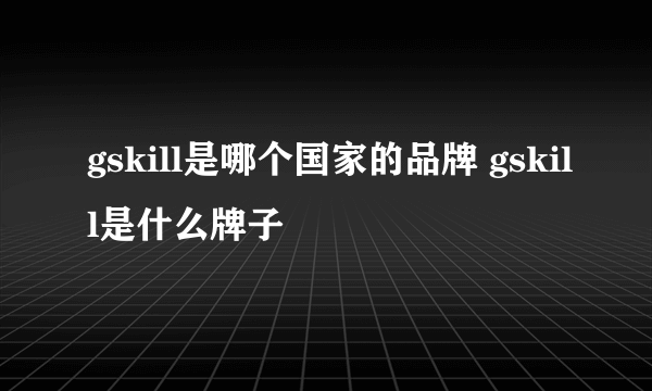 gskill是哪个国家的品牌 gskill是什么牌子