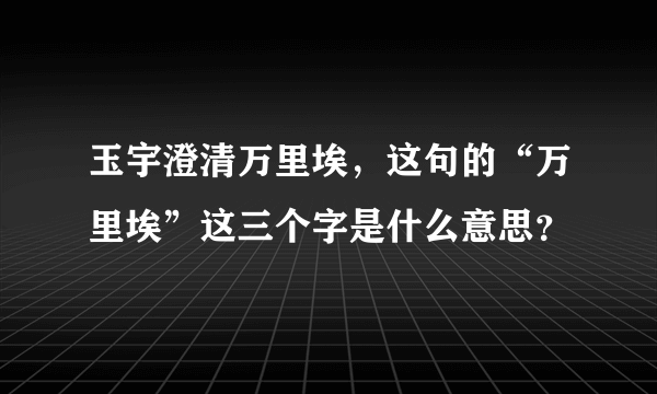玉宇澄清万里埃，这句的“万里埃”这三个字是什么意思？