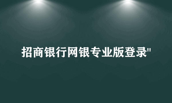 招商银行网银专业版登录