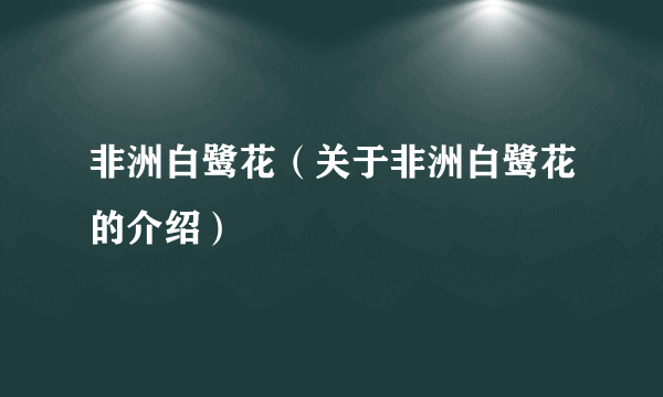 非洲白鹭花（关于非洲白鹭花的介绍）