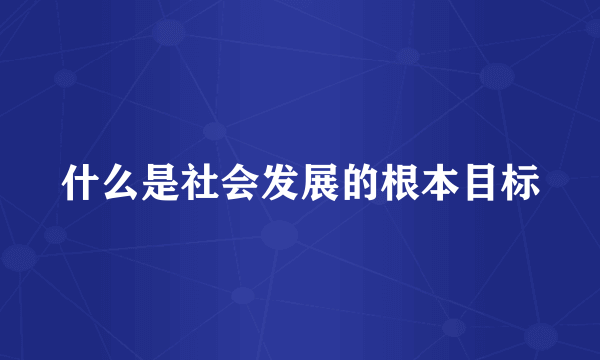 什么是社会发展的根本目标