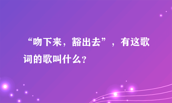 “吻下来，豁出去”，有这歌词的歌叫什么？