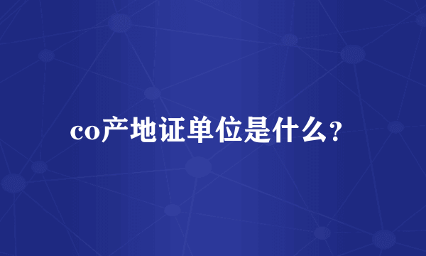 co产地证单位是什么？