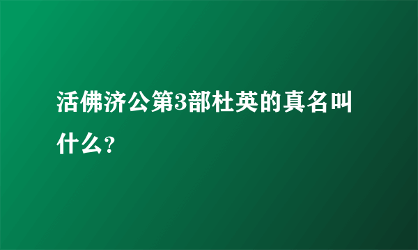 活佛济公第3部杜英的真名叫什么？