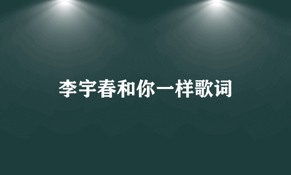 李宇春和你一样歌词