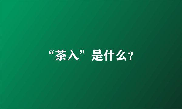 “茶入”是什么？