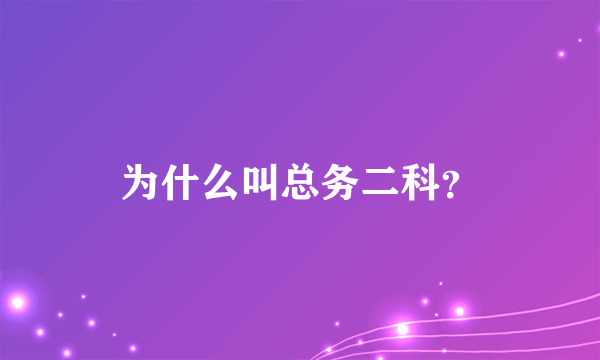 为什么叫总务二科？
